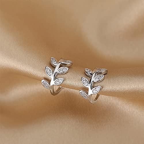 Lansora Cz Paved Leaf Vine Ear Cuffs Earrings Cubic Zirconia Silver Gold Non Pierced Cartilage Conch Earrings #TOP5