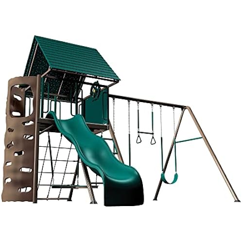 Lifetime 91069 Big Stuff Outdoor Swing Set with Clubhouse, Slide, Earthtone