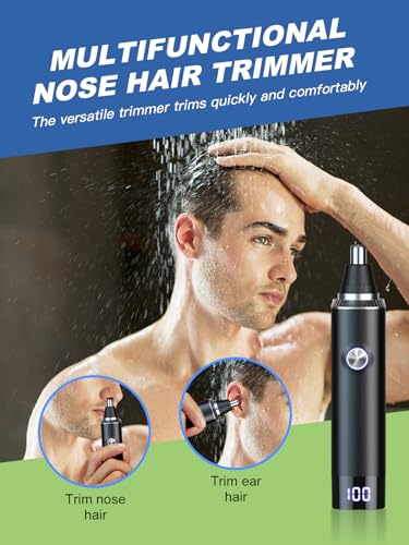 Image of Cleanfly Nose Hair Trimmer Rechargeable,Nose Trimmer Clipper Unisex,Painless USB Rechargeable Ear and Nose Clipper,Facial Hair Removal, Easy Cleaning,Dual Edge Blades,IPX7 Waterproof,Black