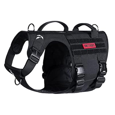 OneTigris Tactical Dog Harness with 5X Metal Buckle,Dog MOLLE Vest with Handle,No Pulling Front Clip ,Hook and Loop Panel for Dog Custom Patch
