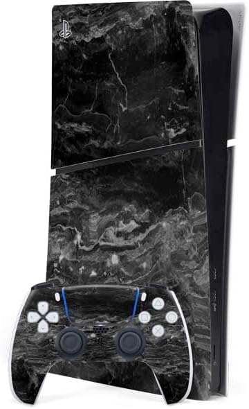 Skinit Decal Gaming Skin Compatible with PS5 Slim Digital Edition Bundle - Copper and Black Marble Ink Design