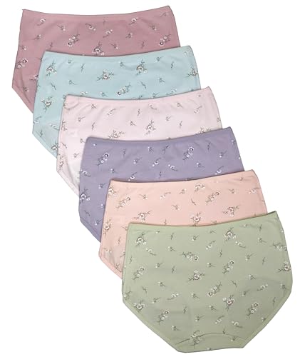 Premium Cotton Four-way stretch Panties - MULTIPACK - Regular and Plus Sizes - Classic Briefs for Women (UAE/KSA, Alpha, 7XL, Regular, Blossom Flower - 6 Pcs Pack)