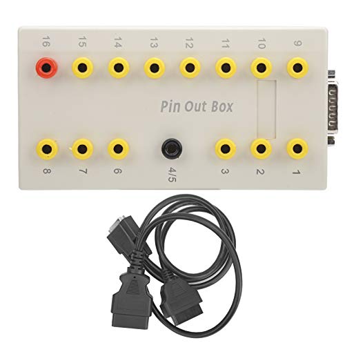OBD2 Pin out Box con Kit de Cable de diagnóstico, ABS Blanco y Negro, 147×78×32 mm - Cambia Pines sin soldar y Cubre Todos los Puntos de Prueba, Ideal para mecánicos y talleres