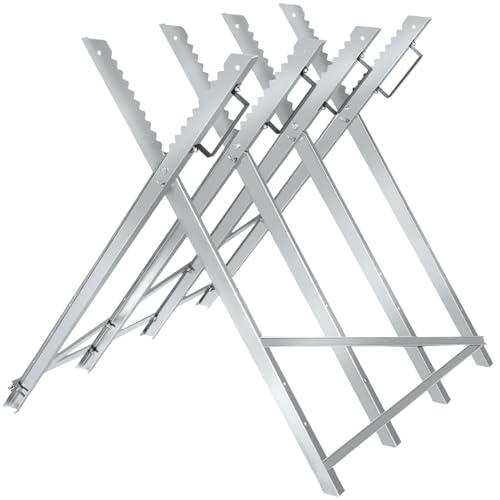 tectake® Chevalet de sciage pour Tronconneuse electrique et Scie, 84 x 80 x 80 cm, Coupe buche en acier, Chevalet coupe bois, Réglable sur différentes épaisseurs de troncs, Pliable, Max. 200kg