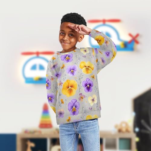 JUNZAN Cartoon Pansy Gray Little Boys Sweatshirt Hoodie Crewneck Tops Clothing Shirts Camping 4T4