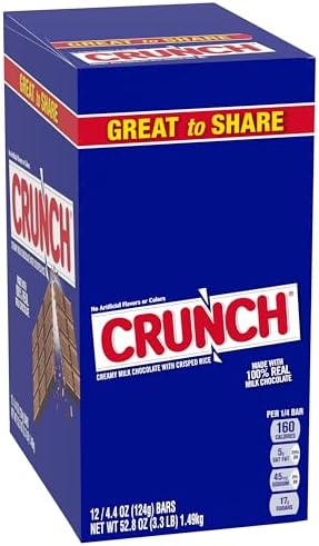 Amazon.com : CRUNCH, Bulk 12 Pack, Milk Chocolate and Crisped Rice, Full Size Holiday Candy Bars, Stocking Stuffers, Individually Wrapped, 52.8 oz : Snack Food : Everything Else