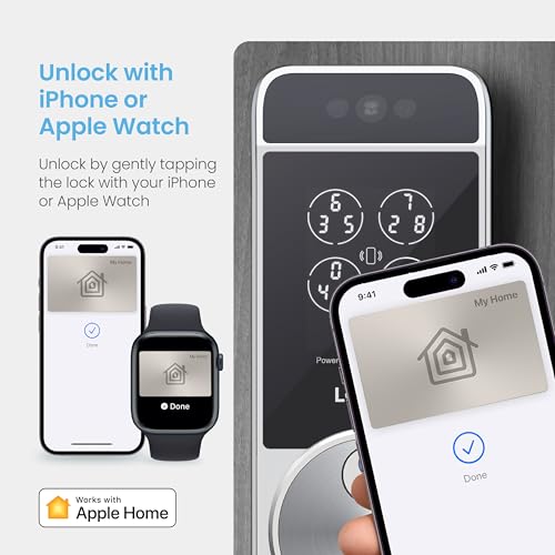 Image of Lockly Visage Zeno Series Smart Lock, Facial Recognition & Fingerprint Keyless Entry Door Lock, Built-in Wi-Fi Deadbolt with Apple Home Key, PIN Genie Keypad, App Remote Control, Easy Installation