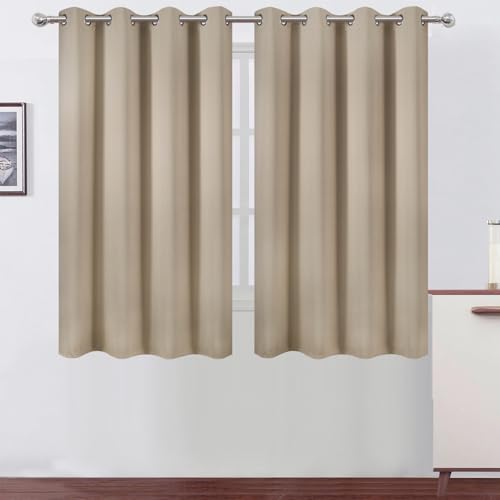 Image of LEMOMO Khaki Thermal Blackout Curtains /52 x 54 Inch /Set of 2 Panels Room Darkening Curtains for Bedroom