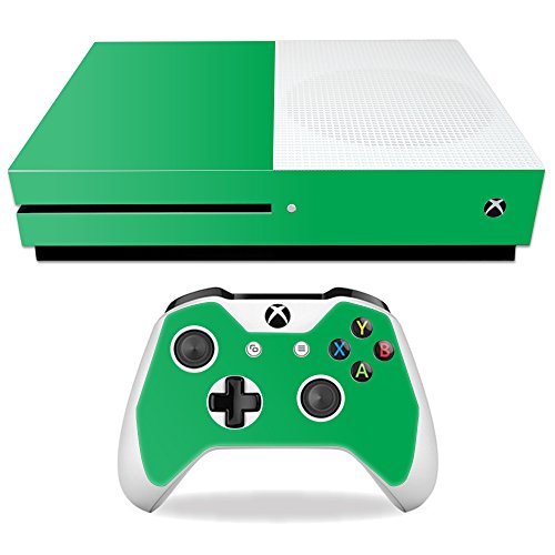 MightySkins Skin Compatible with Microsoft Xbox One S - Solid Green | Protective, Durable, and Unique Vinyl Decal wrap Cover | Easy to Apply, Remove, and Change Styles | Made in The USA