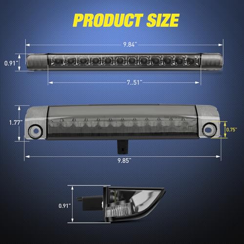 Image of Nilight Third Brake Light Tail High Mount 3rd Stop Lights Smoked Lens for Toyota 4Runner 2010-2016 Highlander 2014-2016 Prius 2010-2015 Prius C Prius V 2012-2016 Sienna 2011-2016 Van SUV Rear Cab
