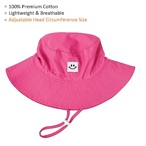 Baby Sun Hat, Newborn Toddler Foldable Beach Hat Upf 50+ Sun Protection Bucket Hat For Boys Girls Adjustable Cap (6-24 Months,Rose-Red) #TOP1