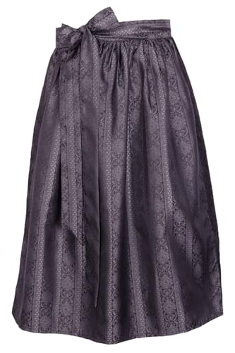 Edelnice Trachtenmode Dirndlschürze Evi schwarz, grau, silber für Midi Dirndl Gr. 32-54 (Grau, 38-42)