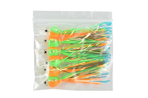 Last Cast Tackle Silicone Holo Teaser - 6 Pack - 5 Colors To Choose From (Green/Orange) #TOP2