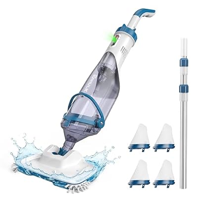 ENHULK Pool Vacuum for Above Ground Pool, Upgraded 13.4" Wide Head & Telescopic Pole, 18.5 GPM Powerful Suction, 60 Mins Runtime, Cordless Handheld Rechargeable Pool Cleaner for Inground Pools, PC15