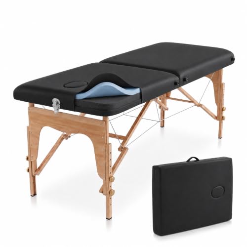 PLUS SANTE Table de Massage Pliante Professionnelle Livia en Bois, Noire.