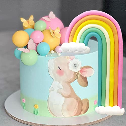 Rainbow Cake Topper Colorful Balls Cake Decorations For Baby Shower Birthday Party Supplies (Rainbow Ball) #TOP4