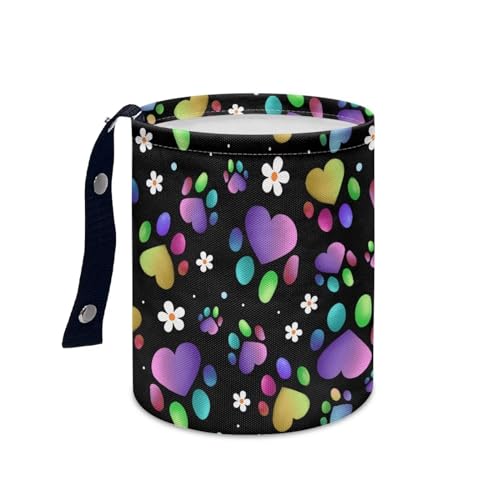Image of Portable Car Garbage Bin Car Trash Bin Heart Dog Paw Flower Car Trash Can Bags Collapsible Accessories Trash Can Rubbish Bin Garbage Bin Decoration Car Interior Universal