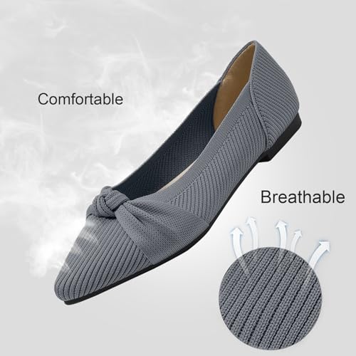 Image of TINGRISE Women's Flats Shoes Comfortable Dressy Pointed Toe Knit Washable Ballet Flat