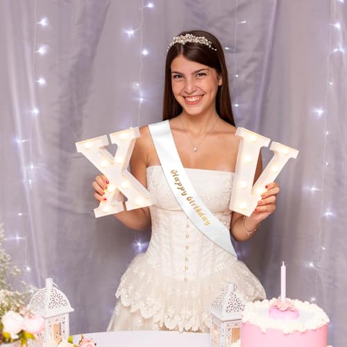 Ajcotahm 2Pcs Blank White Sash, Plain Satin Sash Decorative Pageants Sashes for Graduation Wedding Bridal Shower Birthday Party DIY Supplies