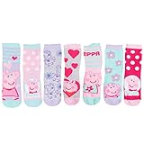 United Labels Peppa Wutz Socken für Mädchen Sneaker Kindersocken Söckchen Mehrfarbig Bunt (7er Pack) (27/30)