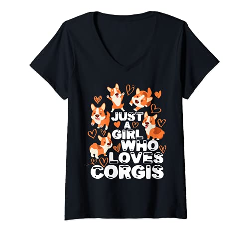 Mujer Amante de los Perros Corgi Just A Girl Who Loves Corgis Camiseta Cuello V