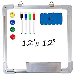 Whiteboard Set, 12x12 in Dry Erase Board, Magnetic White Board for Wall