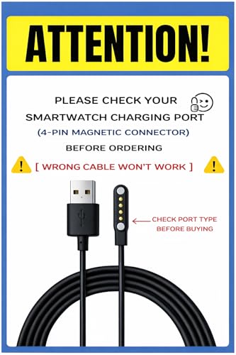 Image of Upix Smartwatch Charging Cable 2 Pin (10mm Gap) | 5V USB Fast Charger Cable Only for Boat, Fire-Boltt Smartwatch (Not for All Models) | Durable Magnetic Charging Cable | Watch Port Before Ordering