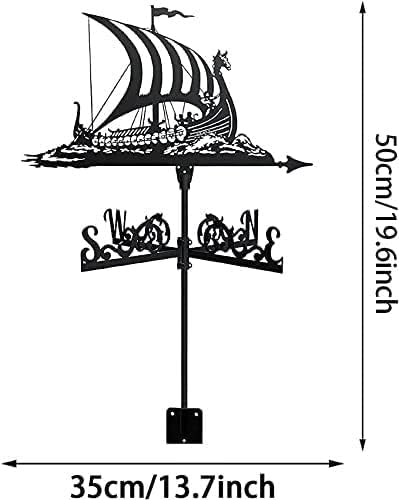 Metal Weathervane Viking Windvane Dreadnought Durable Stainless Steel Spray Paint Gardening Boat Pirate Wind Meter Farmhouse Lawn Pavilion