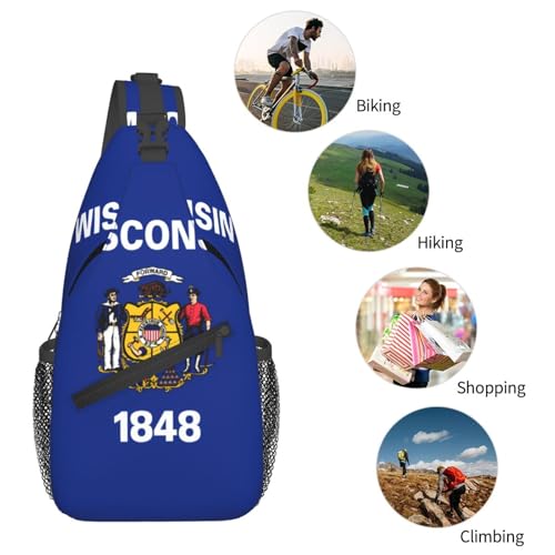 Mochila Urbana Unisex con Estampado de Bandera de Wisconsin miniatura 6