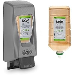 Dispensadores Gojo GOJO PRO TDX y GOJO OLIVE SCRUB HEAVY DUTY HAND CLEANER Dispensador Kit de Inicio, Gris, 2000mL