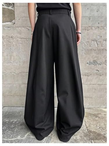 Verdusa Men's Dress Pants Wide Leg Baggy Pleated Loose Work Trousers with Pocket2