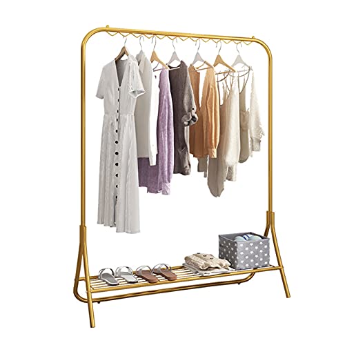 erkebspm Perchero Perchero Perchero 2 en 1 Perchero Perchero con estantes inferiores Dormitorio Perchero Zapatero para exhibición, almacenamiento/oro / 123X40X151Cm