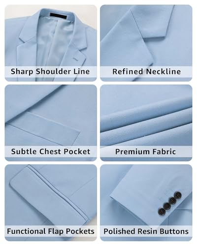 MY'S Men's 2 Piece Regular Fit Linen Suit Set, One Button Lightweight Jacket Pants for Business, Casual, or Prom3