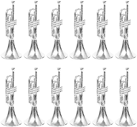 NUOBESTY Music Trumpet Miniature Musical Instrument Model Plastic Trumpet Toys Mini Decorative Musical Instrument Ornaments Simulation Instrument Models Accessories, 12pcs