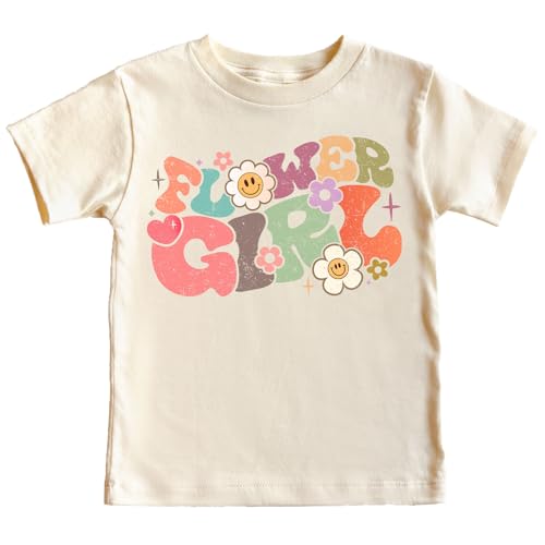 Flower Girl Groovy Flower Shirt for Baby and Toddler Youth Girls Fun Outfit Natural Shirt 18 Months