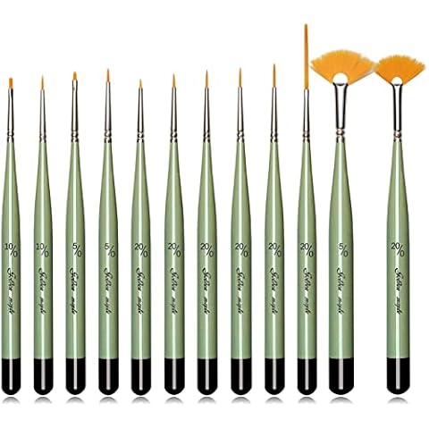 Golden Maple Detail Paint Brush Set, 12pcs Fine Miniature Paint Brushes Kit with Fan Brush Perfect for Acrylic, Oil, Watercolor, Art, Scale, Model, Face, Paint by Numbers Cover