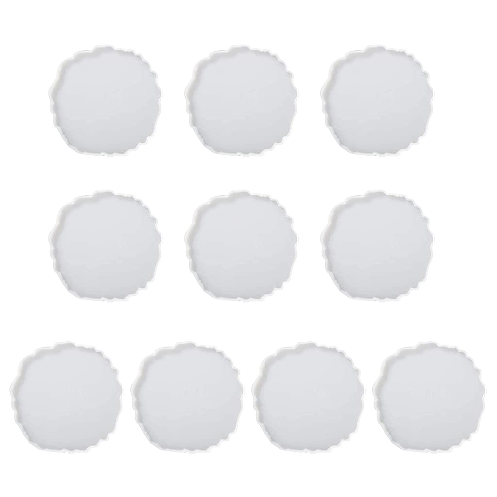10Pcs Crystal Agate Slice Coaster Epoxy Silicone Mould DIY Jewelry Making Mold