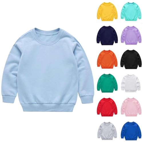 Toddler Girls Basic Cotton T-Shirts Kids Soft Casual Crewneck Top Boys Long Sleeve Loose Sweatshirt Tees for 1-13 Years2