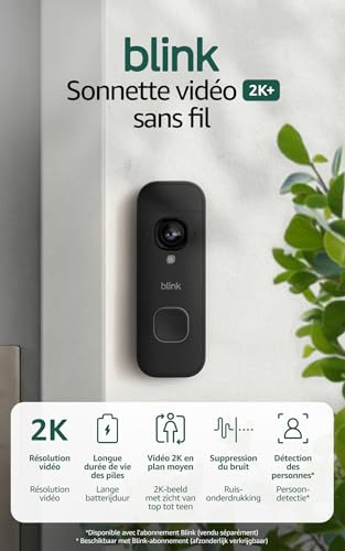 Blink Videotürklingel 2K+ (Batterie, neueste Gen.) | Kopf-bis-Fuß-Aufnahme | 2K | IP65 | Lange Batterielaufzeit | Erforderliches Sync-Modul nicht enthalten – Erweiterung (schwarz)