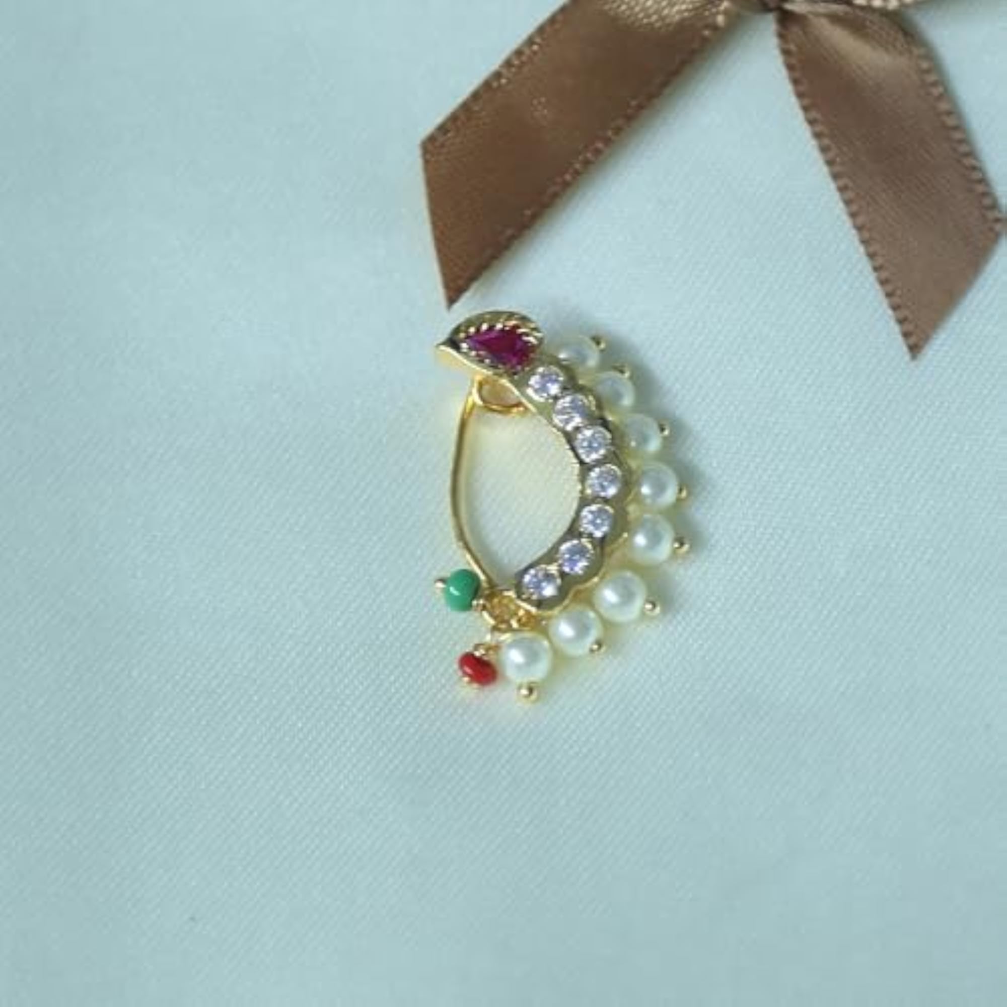 Amazing Golden Finishing Pearl Beads Maharashtrian Nath