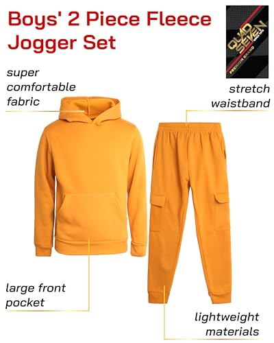 Image of Quad Seven Boys Sweat Suit Set - 2 Piece Soft Fleece Pullover Hoodies and Athletic Cargo Jogger Sweatpants for Boys (5-18)
