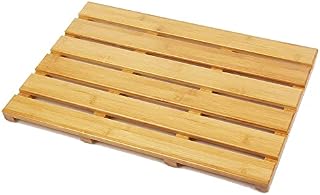 AAMEN Bamboo Wooden Bath Mat, Shower Mat Non-Slip Waterproof, Bathroom Floor Mat for Indoor Outdoor, Floor Mat for Bathtub Spa, Duckboard Bath Mat, Natural, (L50xW33xH3.2cm)