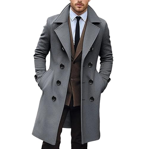Manteau hiver homme contre le froid en laine mélangée coupe-vent ajusté
