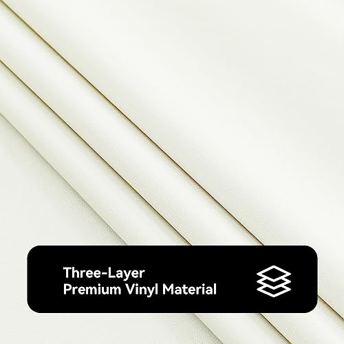 Image of Romanstile 100% Waterproof PVC Tablecloth, Rectangle Oil Spill Proof Stain Resistant Vinyl Table Cloth, Wipe Clean Plastic Table Covers for Kitchen /Dining /Parties - 60 x 102 Inch, Ivory