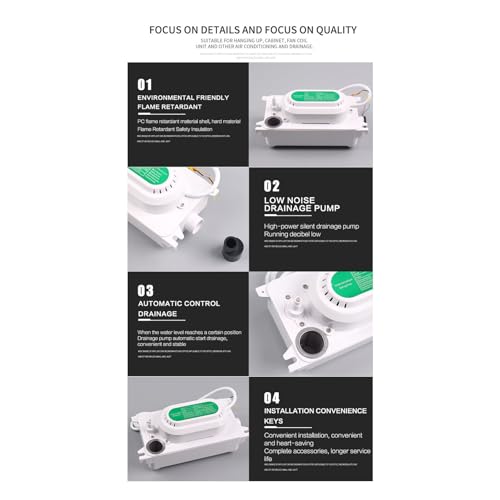 Kondensatpumpe, 100 L/h, HVAC-Kondensatpumpe, Klimaanlage, Abflusspumpe, Automatische Kondensatentfernungspumpe mit 500 Ml Tank für Klimaanlage, Luftentfeuchter, Ofen