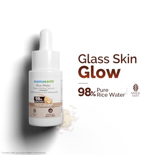Image of Mamaearth Rice Water Dewy Active Serum with 10% Niacinamide, Rice Water & Hyaluronic Acid - 10 ml | For Glass Skin | Gives Dewy Finish | Brightens Skin | Suits All Skin Types