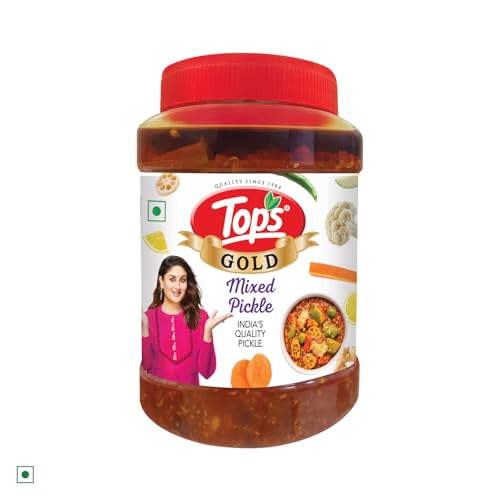 Image of TOPS Gold Mixed Pickle- 900 gm | Perfect blend of nine Farm-Fresh seasonal vegetables and healthy mustard oil prepared from finest mustard seeds. (Pack of 3)