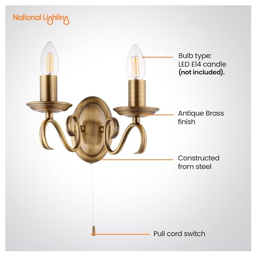 Aplique de pared doble regulable National Lighting con interruptor 2