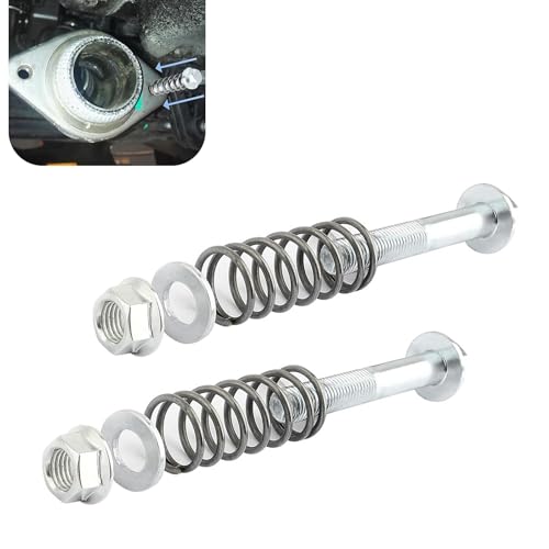 GRANDI 2 PCS Car Exhaust Manifold Bolt, Wear-Resistant & Rustproof Bolts and Nuts Kit with Springs, Heat-Resistant Automotive Repair Replacement Accessories, Universal for Most Cars (Silver)