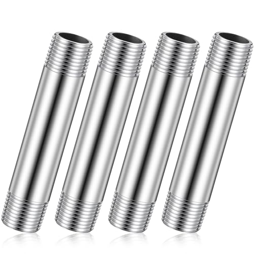 Image of 4 Pcs 304 Stainless Steel 1 /2 NPT Pipe Nipple 4 inch Length